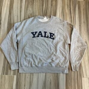 Y2K Champion‎ Yale Reverse Weave Crewneck Sweatshirt With Unisex L Gray 2000s
